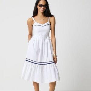 J.CREW White Blue Corset midi dress with contrast trim Size 0